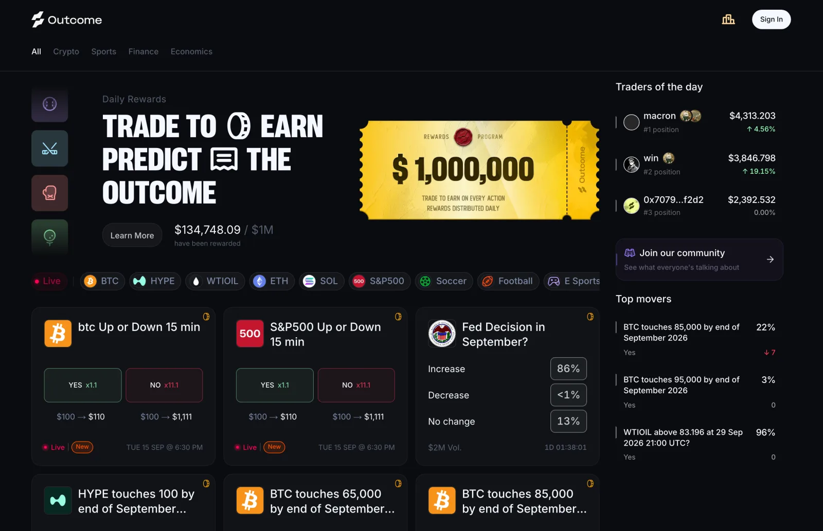 Outcome.xyz - prediction markets