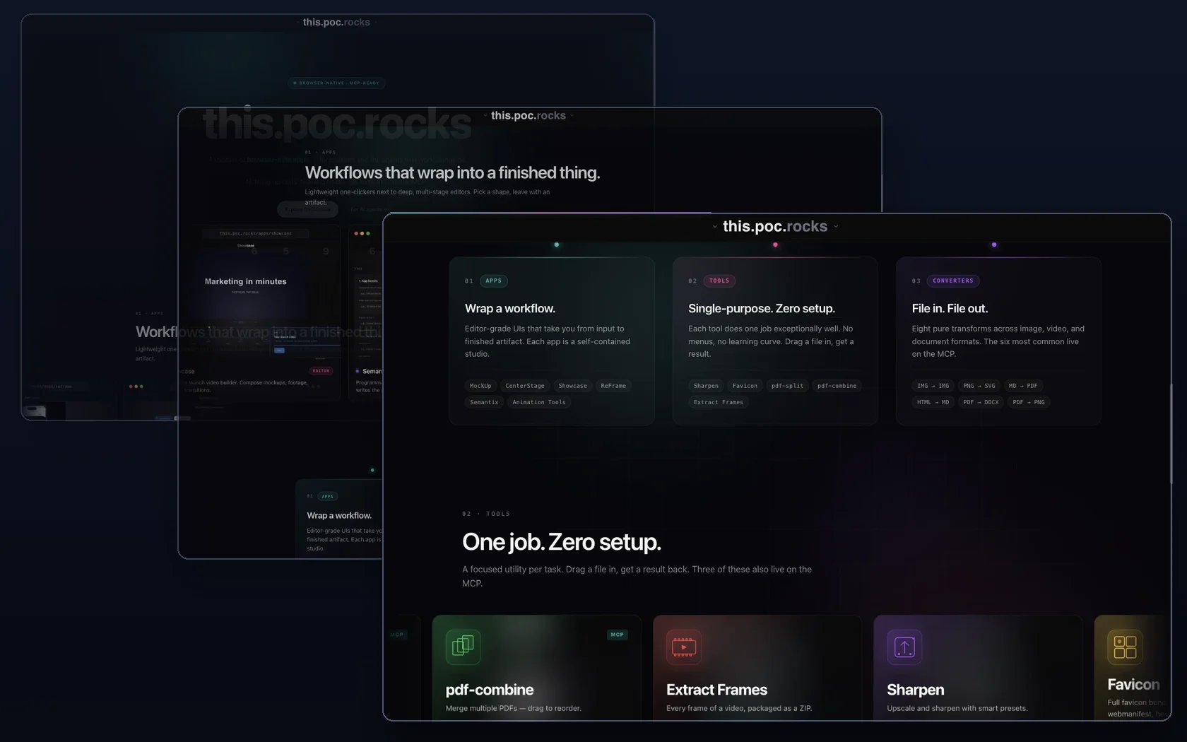 this.poc.rocks - browser-based creative tools and AI agent toolbox