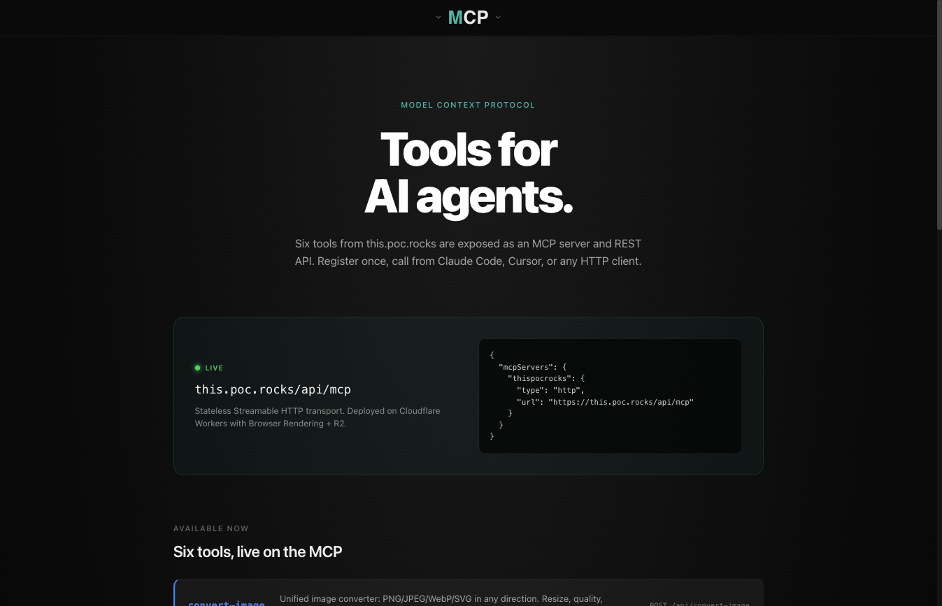 this.poc.rocks — MCP server for AI agents